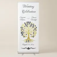 Golden Tree of Life Timeless Sophisticated Elegant Retractable Banner