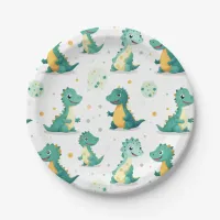 Cute Dinosaur Kids Dino Birthday Paper Plates