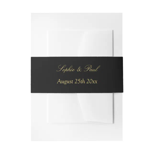 Black Golden Beige Wedding Invitation Belly Band