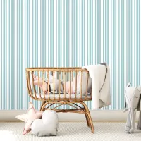 Blue and White Striped Wallpaper