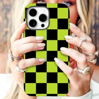 Green Black Checkerboard iPhone 16 Pro Max Case