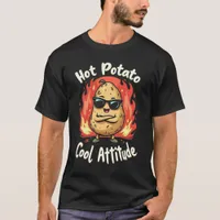 Hot Potato, Cool Attitude Funny Black T-Shirt