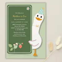 Quirky Silly Goose Kids 1st Birthday Party Invitation