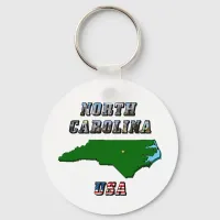 North Carolina Map and Text Keychain