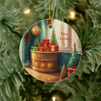 Festively decorated room, traditional Christmas  Ceramic Ornament