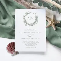 Coral Reef Nautical Sage Green Wedding  Invitation