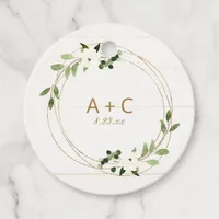 Wedding Bridal Shower Geometric Greenery Wreath Favor Tags