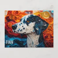 Dalmatian Paper Quilling Art Dog Portrait Postcard