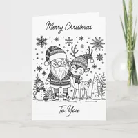 Merry Christmas Color Me | Santa and Reindeer Card