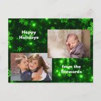 Snowflakes with Deep Green Holidays Photo Postcard