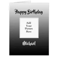 Black Faded Happy Birthday Add Your Photo Jumbo Card