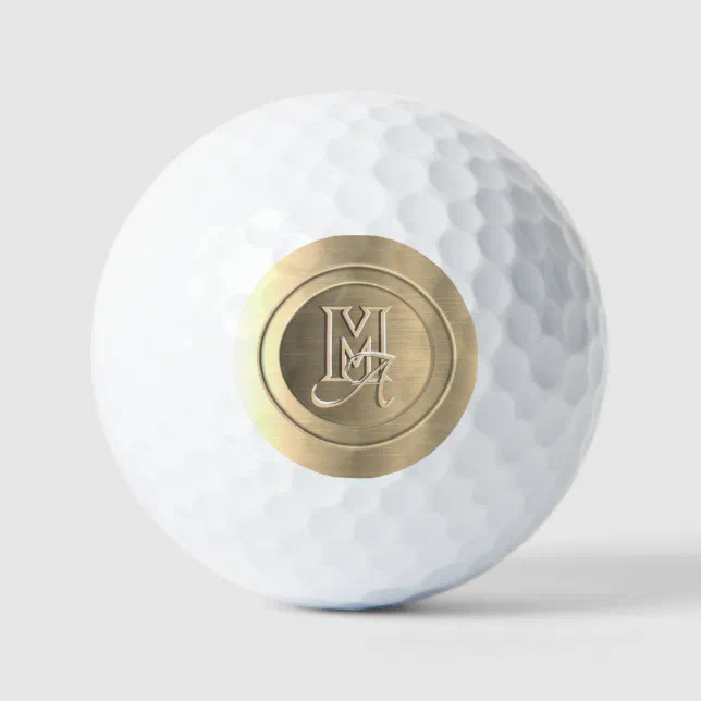 Metallic Gold Steel Engraved Monogram Golf Balls