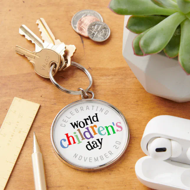 Colorful Happy World Children's Day Keychain