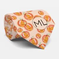 Hand Drawn Peach Illustration Add Initials Funny Neck Tie