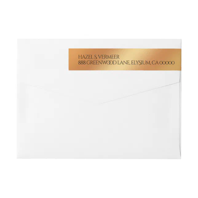 Elegant Marble & Copper Foil Monogram Wedding Wrap Around Label