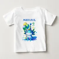 Blue and Green Axolotl Boy's Birthday Party Baby T-Shirt