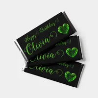 Filigree Goth Green Heart Personalized Hershey Bar Favors