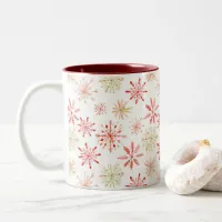 Red Green Snowflake Pattern Mugs