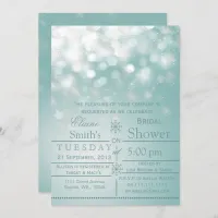 aqua snowflakes Winter Bridal shower Invite