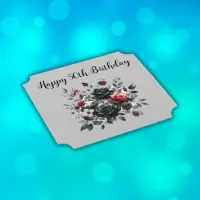 Happy 50th Birthday Red and Black Roses | Paper Coaster