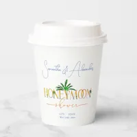 Tropical Beach Sunset Honeymoon Fund Couple Shower Paper Cups