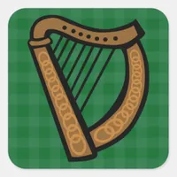 Irish Celtic Harp Square Sticker