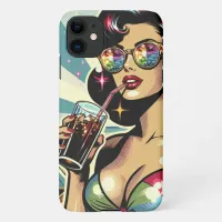 Beautiful Pinup Woman with a Cola on the Beach iPhone 11 Case