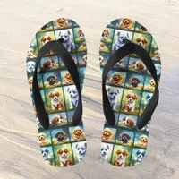 Cute puppy collage, baby dogs kid's flip flops