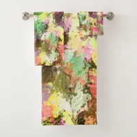 Paint Splatter Autumn Color Leaves Abstract Bath Towel Set