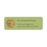 Peace and Joy, Green and Gold Address Label