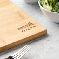 Funny Awesome Me Your Name Typography Corner Wood Cutting Board