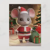 A Funny Christmas Santa Mouse Postcard