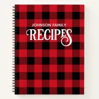 Holiday Red and Black Buffalo Check Family Recipe Notebook