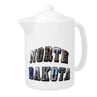 North Dakota Picture Text Teapot
