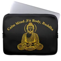 Golden Buddha Statue in Meditation Laptop Sleeve