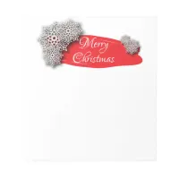 Christmas White Paper Cut Snowflakes On A Red Notepad