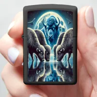 Wild Buffaloes Gather Beneath Cosmic Starscape Zippo Lighter