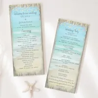 Beach String Lights Rustic Wood Wedding Program