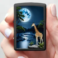 Giraffe Under a Full Moon Zippo Lighter