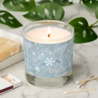 Christmas Text and Snowflake Pattern Blue ID257 Scented Candle