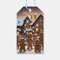 Gingerbread house and cute gingerbread family  gift tags