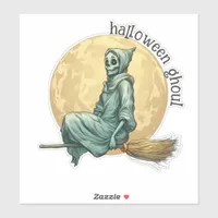 Skeleton Witch on Broomstick Sticker