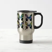 Aqua, Pink, and Yellow -  Elegant Butterflies Travel Mug