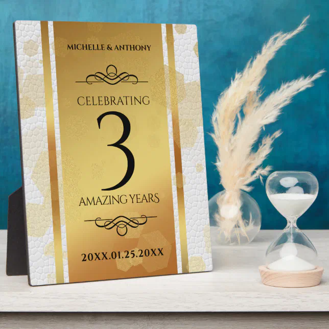 Elegant 3rd Leather Wedding Anniversary Plaque