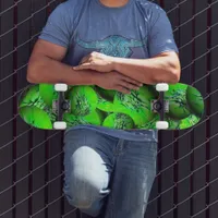 Neon green planets - pattern in 3D optics  Skateboard