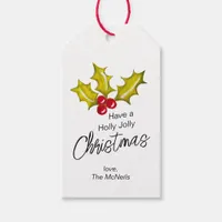 Festive Minimal Holly Berries Whimsical Christmas Gift Tags