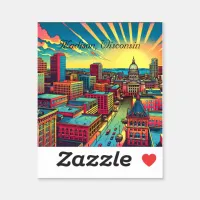 Madison, Wisconsin City Skyline at Sunset Sticker