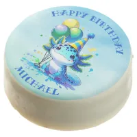 Blue and Green Axolotl Boy's Birthday Personalized Chocolate Covered Oreo