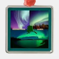 Northern Lights of Alaska Collage Metal Ornament