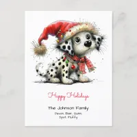 Dalmatian Puppy in a Santa Hat Happy Holidays Postcard